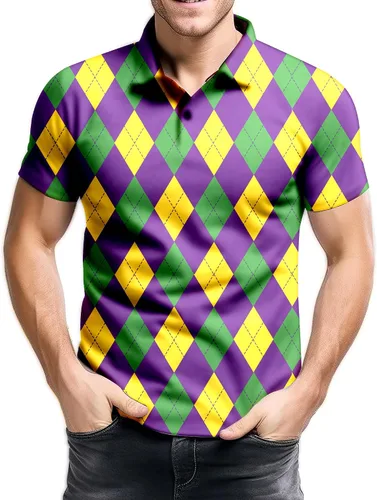 Vista 13 de Camisa de golf de los años 80 para hombre, ajuste seco, manga corta, estampada, divertidas, camisas de golf de los años 90 para hombre