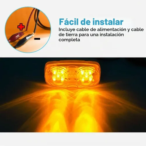 Vista 5 de Partsam 5 piezas de luz de marcador LED ámbar de 10 LED, doble diana, [aprobadas por el DOT] luces de distancia rectangulares de 12V para remolque