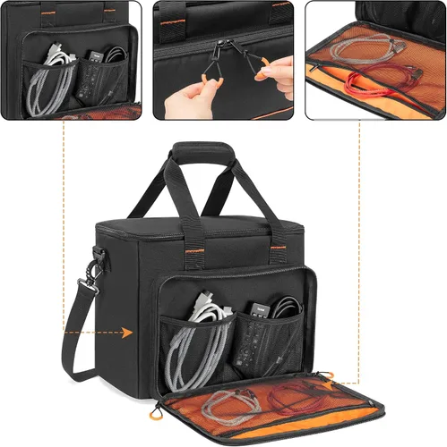 Vista 4 de PGmoon Funda de micrófono inalámbrico con 9 ranuras, bolsa de viaje para sistema de micrófono de mano, funda de transporte para cantar, karaoke