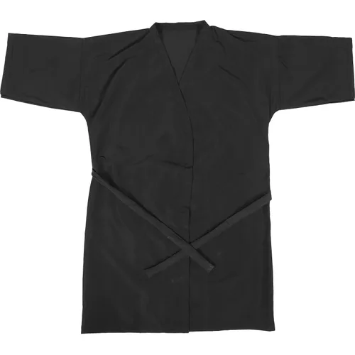 Vista 9 de Lurrose Vestido de cliente de salón Batas Cabo Peluquería Corte de pelo Smock para clientes Estilo Kimono (negro)