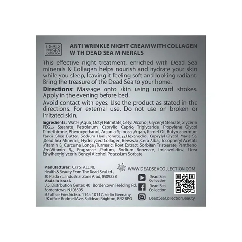 Vista 7 de Dead Sea Collection Crema facial hidratante de noche con colágeno 3 veces - Hidratante facial nutritivo antienvejecimiento con minerales del mar