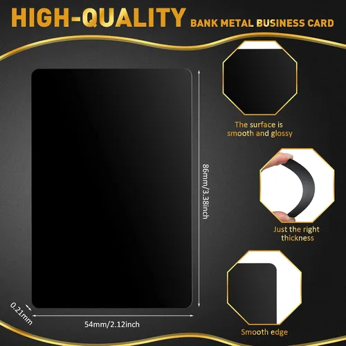 Vista 2 de Thenshop 550 tarjetas de visita de metal grabadas placas de aluminio para manualidades, hojas de metal multiusos para manualidades, tarjetas de Negro