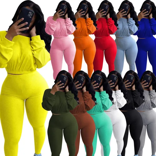 Vista 5 de Annystore Conjunto deportivo de 2 piezas para mujer, de manga larga, sin botones, con pantalones largos