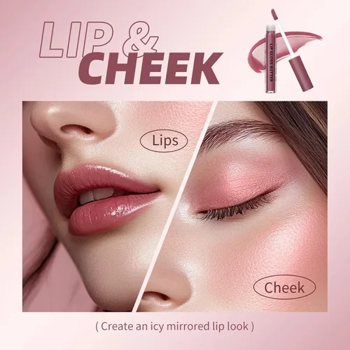 Vista 50 de BAISEN DIARY 2 en 1 doble punta mate delineador de labios y brillo de labios, lápiz combinado de labios marrón nude degradado, delineador de labios