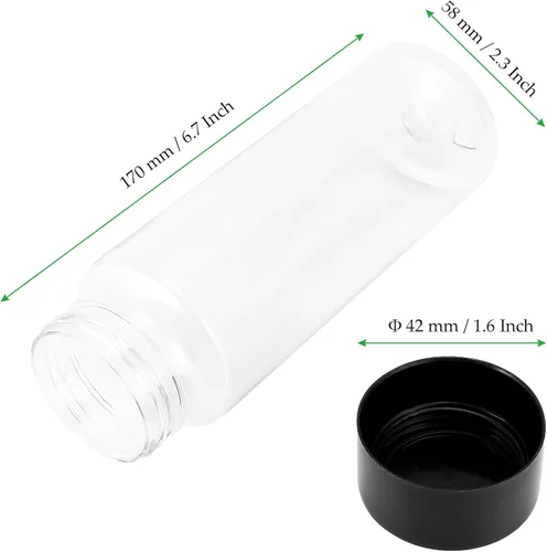 Vista 2 de 18 botellas sensoriales vacías a granel de 14 onzas, botellas de jugo de plástico con tapas, recipientes transparentes reutilizables para bebidas