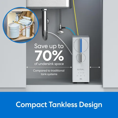Vista 4 de Sistema de filtro de agua sin tanque Brio SIMPL de ósmosis inversa para agua potable limpia Filtración RO de 0.0001 micras de 4 etapas debajo