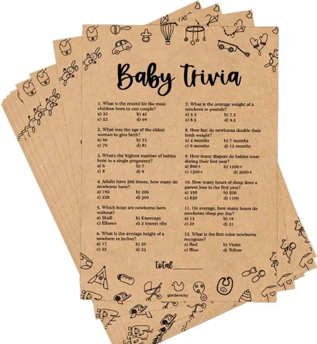 Vista 10 de GardenCity 50 tarjetas de juego de peleas familiares para baby shower, divertidos juegos de baby shower para niños o niñas, género neutro, papel