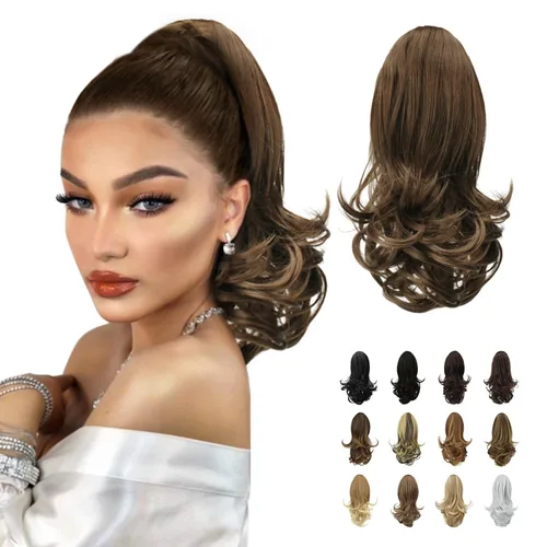 Vista 48 de SOFEIYAN Extensión de Cola de Caballo de 13" Larga y Rizada con Clip en Garra, Extensión de Cabello Sintético de Aspecto Natural para Mujeres