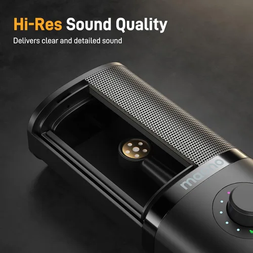 Vista 2 de MAONO Micrófono de condensador USB con soporte de choque, brazo de brazo, software, silencio, perilla de ganancia, control de volumen