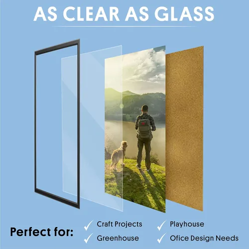 Vista 6 de Hojas de plexiglás paquete de 10 – Paneles de láminas de PET duraderos para marcos de pósteres, marcos de fotos, artes y manualidades, fabricados