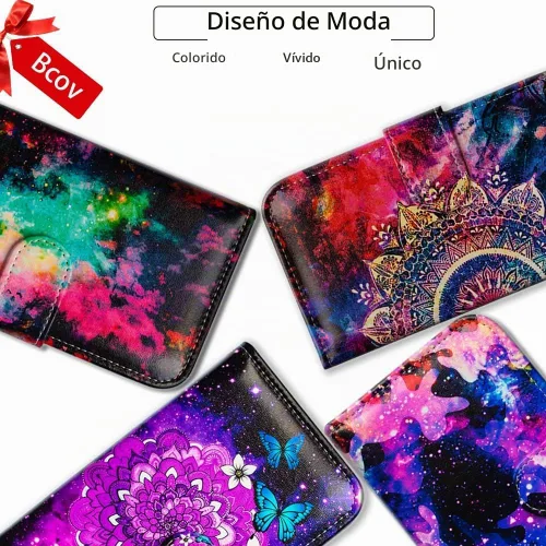 Vista 2 de Bcov Funda para iPhone 11, funda de piel con tapa y función atril para iPhone 11, diseño de flores y mariposas azules Mariposa Azul Flores Rosa