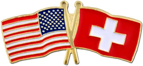 Vista 109 de PinMart Pin de solapa esmaltado con bandera de la amistad cruzada de Estados Unidos y el mundo