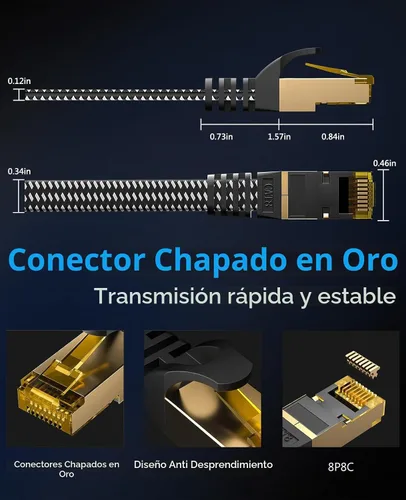 Vista 4 de ARISKEEN Cable Ethernet Cat 8 de 1 pie, paquete de 2 unidades, cable de conexión de red LAN Cat8 de alta velocidad, cable de Internet plano RJ45