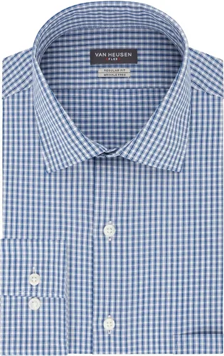 Vista 3 de Van Heusen Camisa de vestir para hombre, ajuste regular, cuello flexible, a cuadros