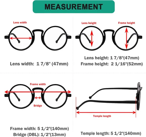 Vista 3 de Eyekepper Gafas de lectura redondas para mujeres y hombres lectores retro Mens Ladies Reader Eyeglasses,All Day Comfort Spring Hinges,Fashion Negro