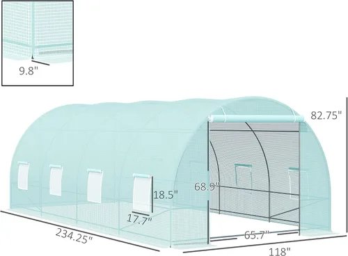 Vista 7 de Outsunny, invernadero portable Walk-In de 20' x 10' x 7' - verde oscuro.