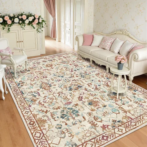 Vista 61 de Alfombra de área pequeña de 2 x 3 pulgadas, color beige, para entrada, baño, cocina, antideslizante, de pelo bajo, lavable, moderna alfombra bohemia