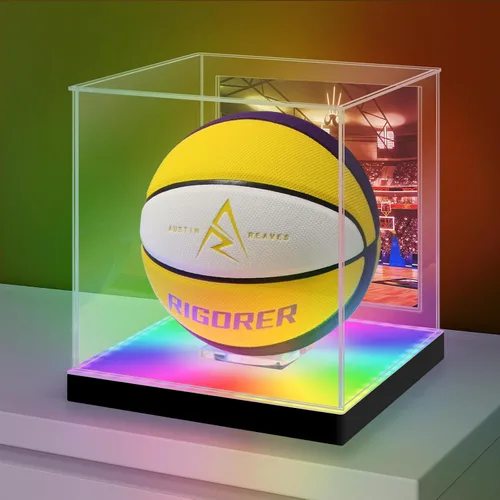 Vista 9 de LASOA Vitrina de béisbol con luz LED RGBW, caja de exhibición de acrílico para recuerdos, protección UV, a prueba de polvo para pelota autografiada