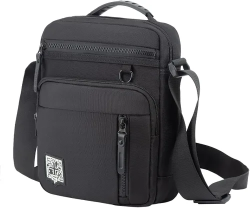 Vista 4 de Eshow Pequeña bolsa de mensajero para hombres, bolso cruzado para viajes, trabajo, negocios