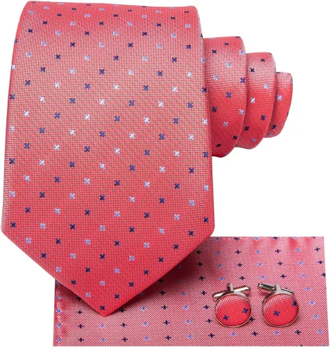 Vista 156 de Hi-Tie Corbata clásica de cachemira para hombre con pañuelo y gemelos a cuadros