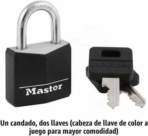 Vista 5 de Master Lock 131D - Candado con llave de aluminio cubierto de 1-3/16 pulgadas de ancho, un paquete, negro