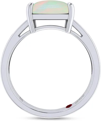 Vista 7 de GEMVIO Colección Anillo de compromiso de boda de compromiso con diamantes y piedras preciosas de ópalo blanco natural de 0.315in en oro de 14