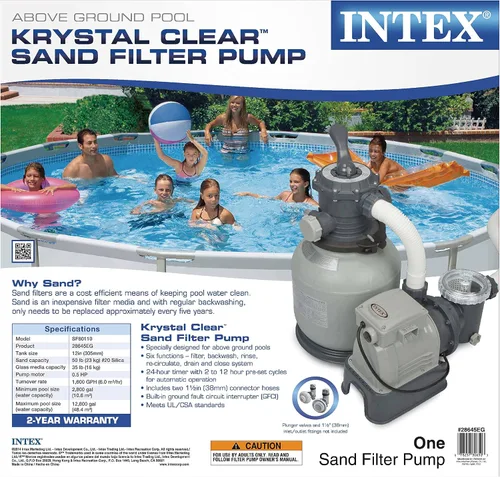 Vista 6 de Intex Krystal - Bomba de filtro de arena transparente para piscinas sobre el suelo, 12 pulgadas, 110-120 V con GFCI