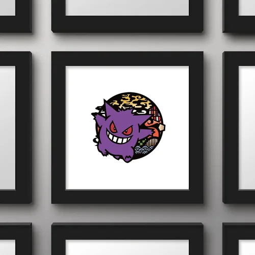 Vista 2 de Trends International Gallery Pops Pokémon - Póster de pared de Wagara Gengar, 12.00 x 12.00 pulgadas, versión de marco negro