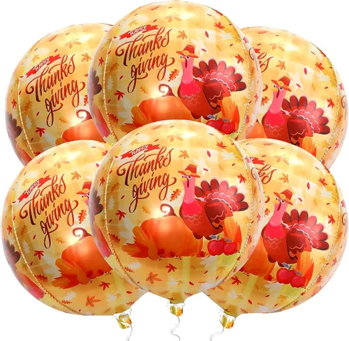Vista 2 de KatchOn, Globos de pavo de Acción de Gracias, grandes de 22 pulgadas, paquete de 6, pancarta de Feliz Acción de Gracias, extra grande, 120 x 20