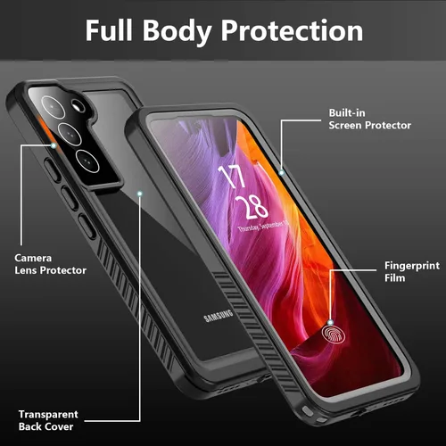 Vista 5 de Funda impermeable para Samsung Galaxy S22+Plus, S22+Plus, con protector de pantalla integrado, cuerpo completo, a prueba de golpes, resistente a