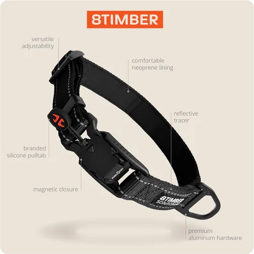 Vista 2 de 8TIMBER Collar de perro Scout – con innovadora hebilla en V FIDLOCK 25 – Mediano – Collar de cierre magnético seguro y elegante para perros Collar