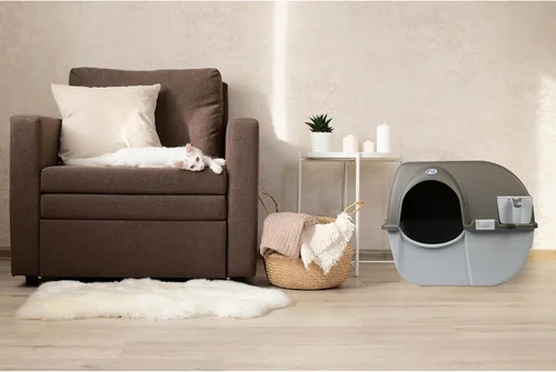 Vista 7 de Omega Paw NRA15-1 Caja de arena de limpieza automática Roll 'n Clean, regular, peltre, normal, Pewter