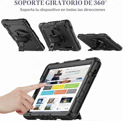 Vista 3 de Funda para Samsung Galaxy Tab A7 Lite 2021 8.7'' SM-T220/T225/T227 con Protector de Pantalla Soporte para Lápiz [Correa de Mano Giratoria 360]
