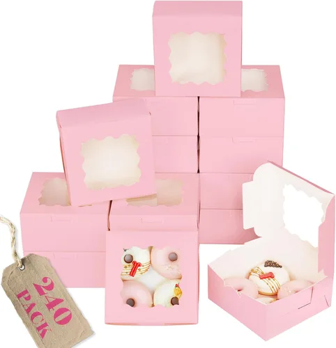 Vista 16 de Bakepacker 100 piezas Cajas Negras para Galletas 6x6x3 pulgadas Fácil Montaje Cajas de Pastelería Macarrones Cajas de Panadería con Ventana