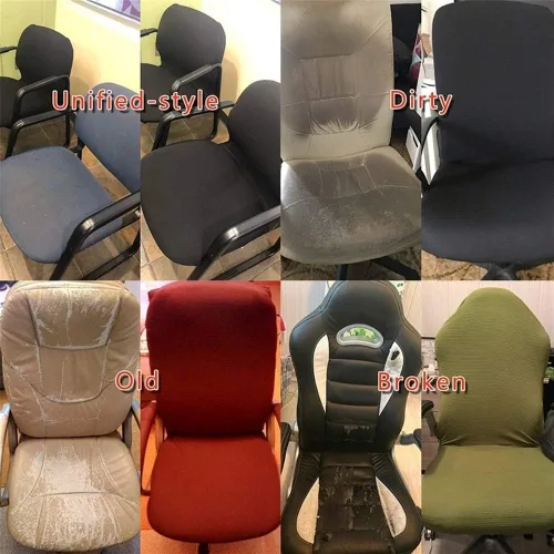 Vista 7 de Funda para silla de oficina con elástico extraíble y elástico para silla de oficina, funda de asiento elástica y elástica, funda universal