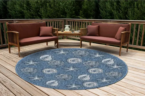 Vista 73 de Liora Manne Marina - Alfombra de área duradera de mezcla sintética tejida a máquina para interiores/exteriores - Gráfico contemporáneo océano global