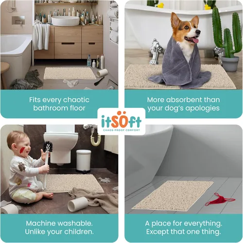 Vista 6 de Tapetes de baño pequeños de felpilla de 22 x 14 pulgadas, tapetes de baño absorbentes de felpa, de secado rápido, suaves y lavables a máquina