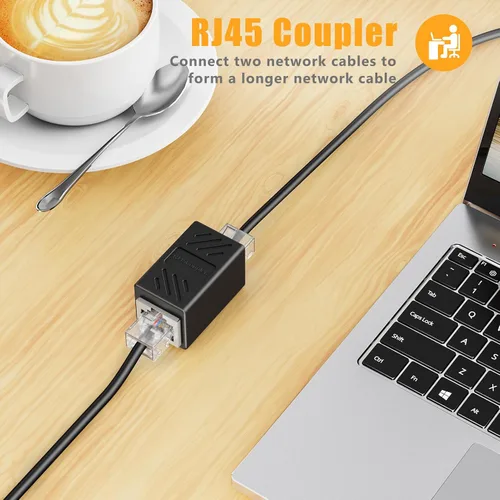 Vista 6 de Uvital Adaptador RJ11 a RJ45, 1 paquete RJ45 hembra a RJ11 macho para teléfono fijo, adaptador de conector de teléfono negro a Ethernet con cable