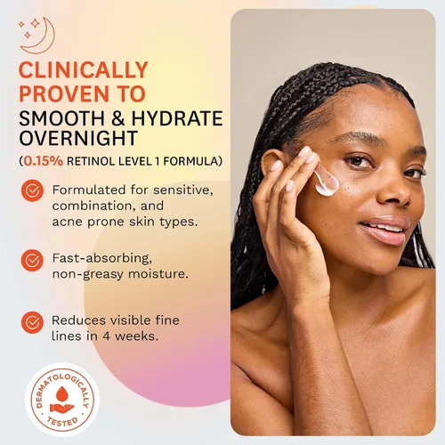 Vista 4 de Fig.1 Crema de noche Retinol Hidratante facial con retinol y escualano Crema de noche para mujeres con piel sensible Reducción de arrugas