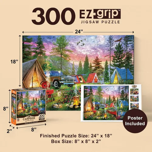 Vista 2 de MasterPieces Rompecabezas EZ Grip de 300 piezas – Moonlight Camping – 18 x 24 pulgadas