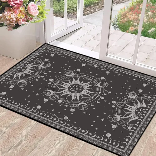 Vista 39 de Alfombra de Sol y Luna Boho Alfombras de Área Celestiales para Dormitorio Residencia Universitaria Sala de Estar Bohemia Oculta Creciente Solar