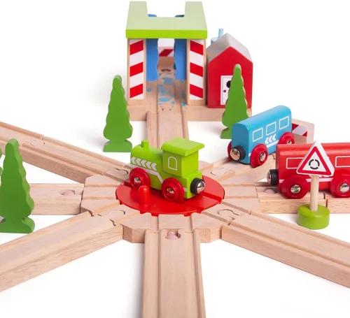 Vista 6 de Bigjigs Rail Tocadiscos de 8 vías: otras marcas principales de rieles de madera son compatibles