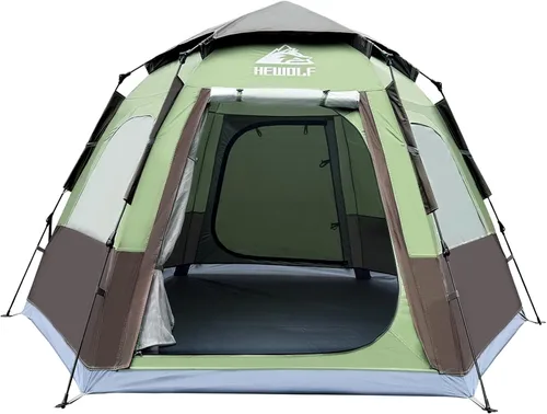 Vista 10 de Hewolf Tiendas de campaña para 3-4 personas para camping, tienda instantánea impermeable fácil de desplegar que se instala en 60 segundos