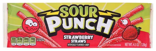 Vista 8 de Sour Punch Straws - Caramelos masticables con sabor a fresa, bandeja de 2 onzas (paquete de 24)