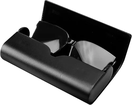 Vista 4 de Estuche rígido unisex para lentes de sol, 1 funda de piel sintética ligera para lentes de sol Café
