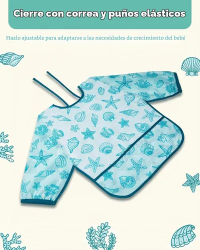 Vista 4 de Lictin 3 Pack Baby Bibs for Boy or Girl, Cute Long Sleeve Bib, Waterproof Bibs for Toddlers Multicolor-1