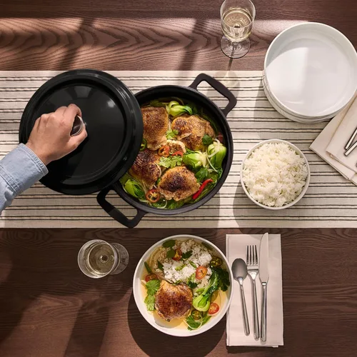 Vista 10 de All-Clad Olla de cocción lenta eléctrica 7 en 1 de 5 cuartos de galón con acero inoxidable y hierro fundido, 1200 W - Olla esmaltada negra