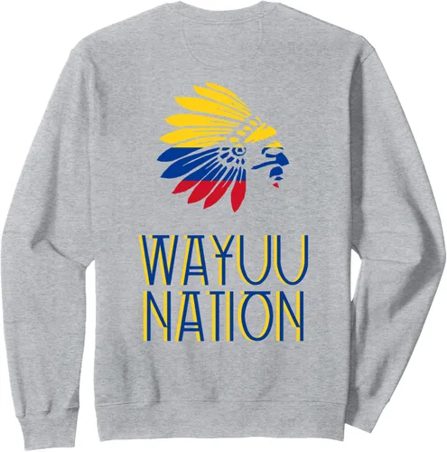 Vista 3 de WAYUU WAYU NATION Tribu Indígena Bandera colombiana Sudadera, gris, S