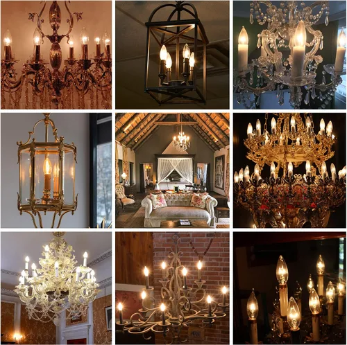 Vista 3 de Paquete de 6 bombillas LED Edison B10 C32, equivalente a 25 vatios, base E12, CRI 85-90 2700K blanco cálido, bombilla afilada de vidrio transparente