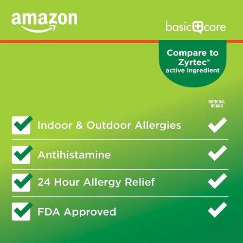 Vista 2 de Amazon Basic Care - Pastillas All Day Allergy de 10 mg de diclorhidrato de cetirizina, antihistamínico, 90 comprimidos